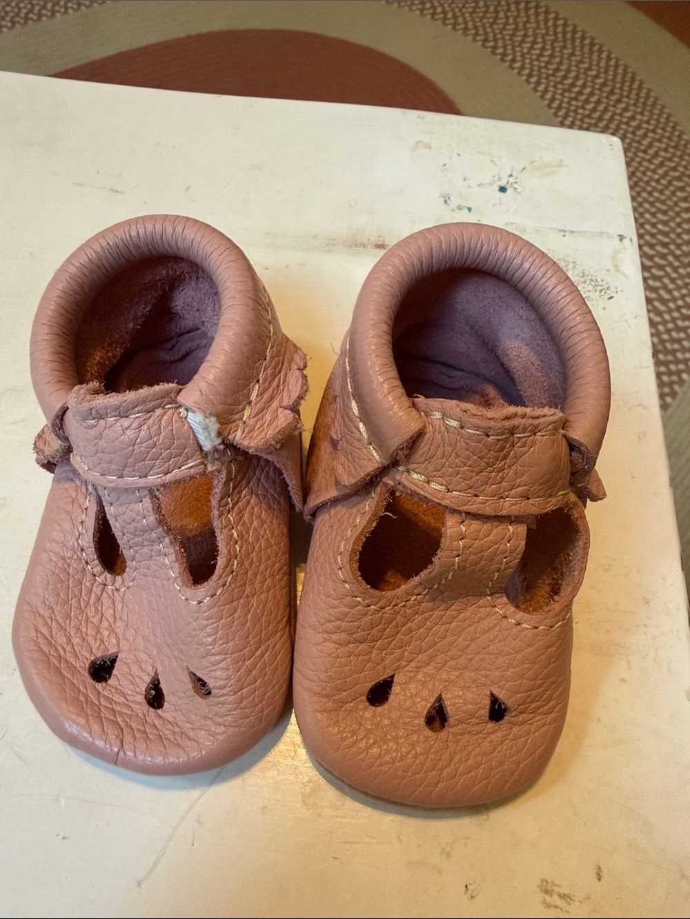 Freshly Picked Dusty Pink Leather Baby Moccasins